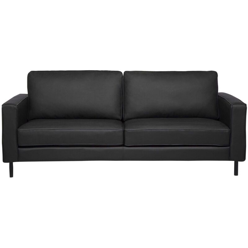Beliani Sofa 3-sitzer Savalen Echtleder Schwarz