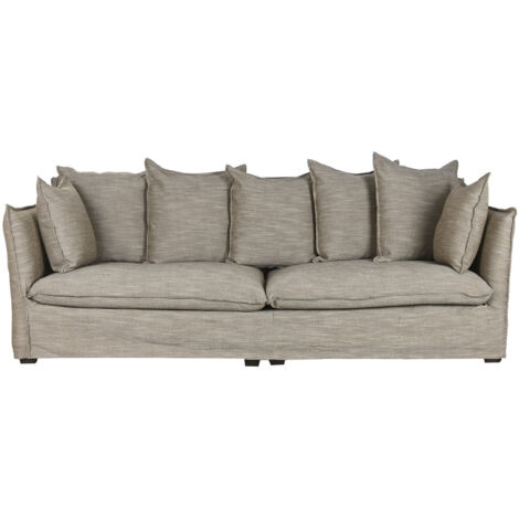 Sofa Lino 260X104X90 Con 7 Cojines Verde