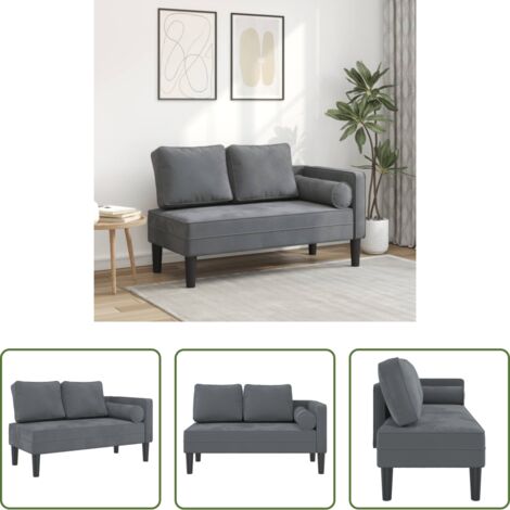 Sofá lounge -  Sofá diván con cojines terciopelo gris oscuro