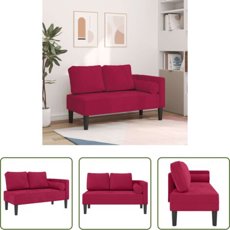 Sofá lounge -  Sofá diván con cojines terciopelo rojo tinto