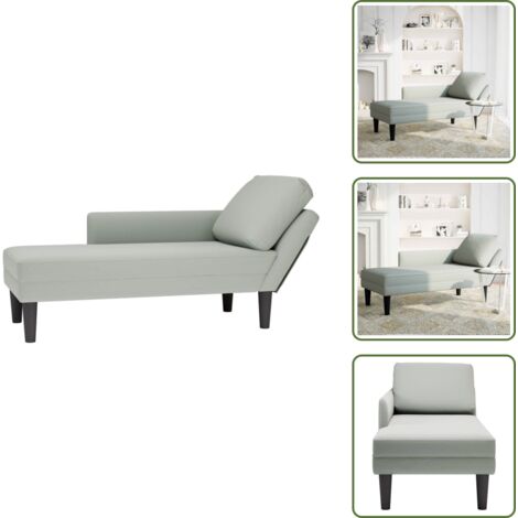 Sofá lounge - vidaXL Tumbona almohada y reposabrazo derecho terciopelo gris claro - Tumbona de terciopelo