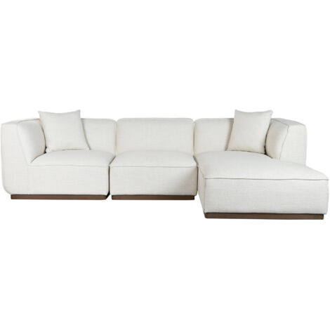 Sofa Madera De Hevea Poliester 279X171X72 Crema