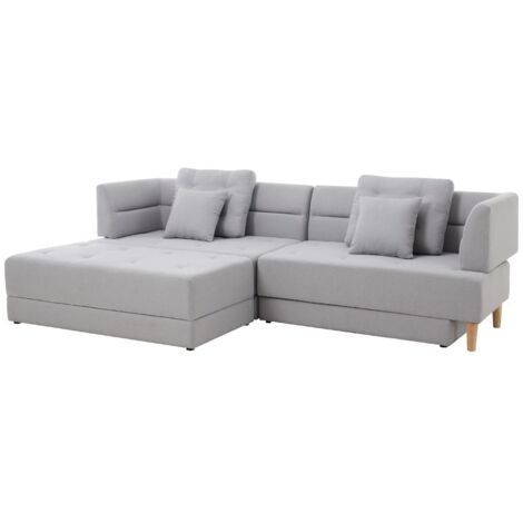 Sofa mit 4 Funktionen in hellem grauem Stoff BERGA