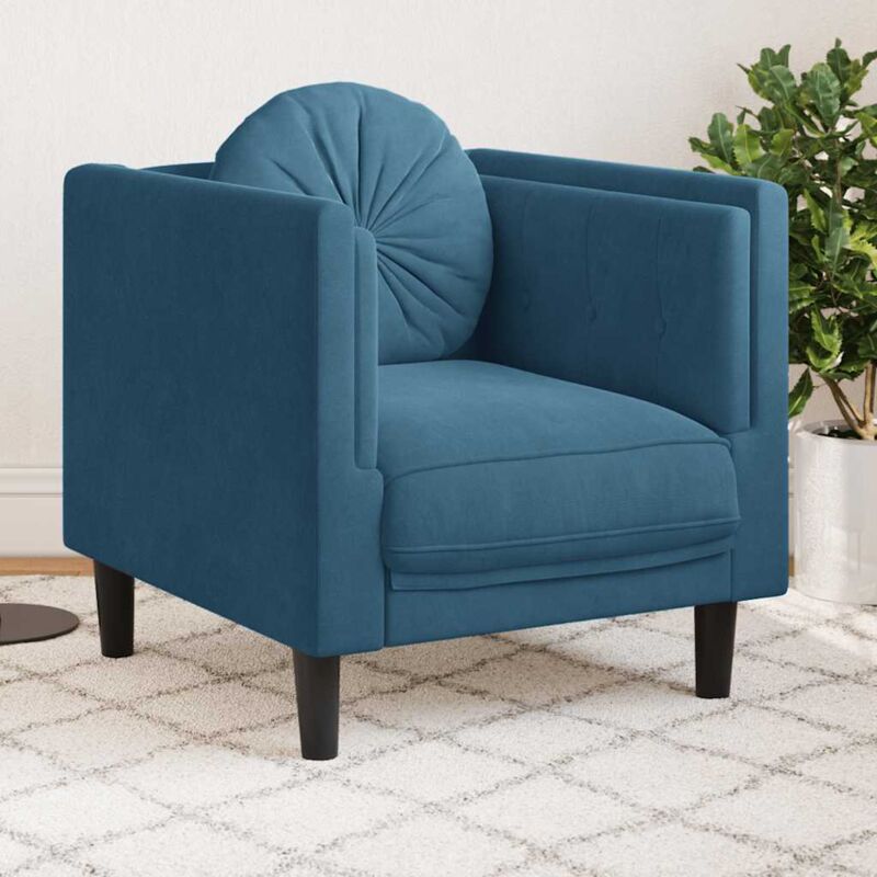 Sessel Mit Kissen Blau Samt Vidaxl