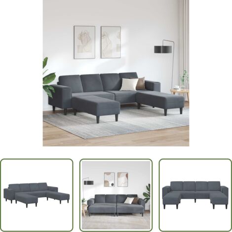 Sofá moderno -  Sofá de sala 3 pcs Gris oscuro