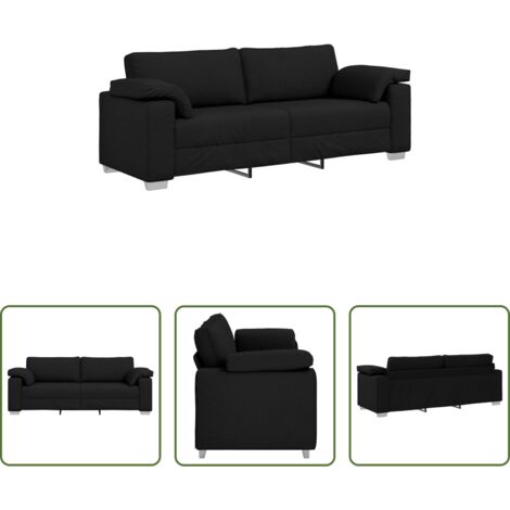 Sofá moderno -  Sofá Negro 220 x 80 x 82 cm tela