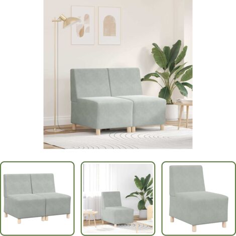 Sofá moderno -  Unidad de Sofá Modular sin Brazos 2 pcs Gris Claro