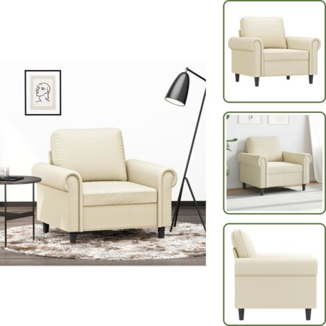 Sofá moderno - vidaXL Sillón cuero sintético crema 60 cm - Sillón de cuero sintético