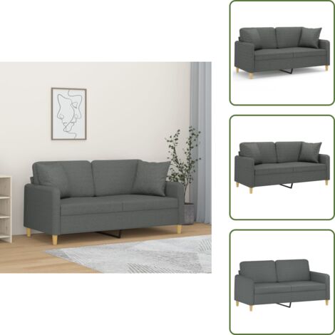 Sofá moderno - vidaXL Sofá de 2 plazas con cojines tela gris oscuro 140 cm - Sofá de acero