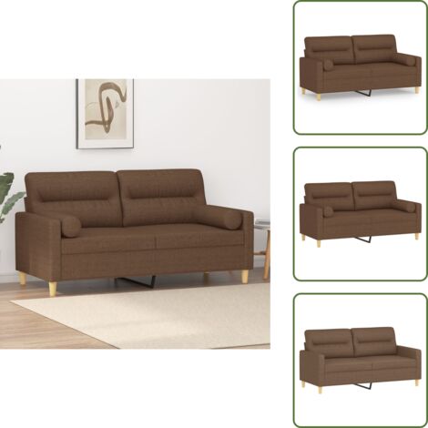 Sofá moderno - vidaXL Sofá de 2 plazas con cojines tela marrón 140 cm - Sofá con almohadas