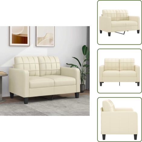 Sofá moderno - vidaXL Sofá de 2 plazas de cuero sintético color crema 120 cm - Sofá de cuero sintético resistente