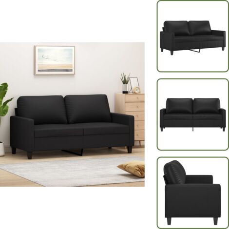 Sofá moderno - vidaXL Sofá de 2 plazas de cuero sintético negro 140 cm - Sofá de cuero sintético negro