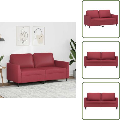 Sofá moderno - vidaXL Sofá de 2 plazas de cuero sintético rojo vino 140 cm - Sofá para sala