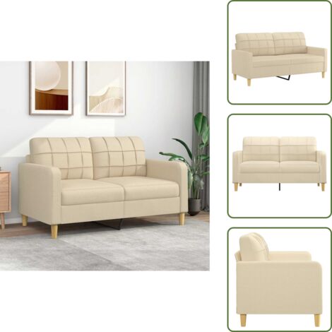 Sofá moderno - vidaXL Sofá de 2 plazas de tela color crema 140 cm - Sofá de metal