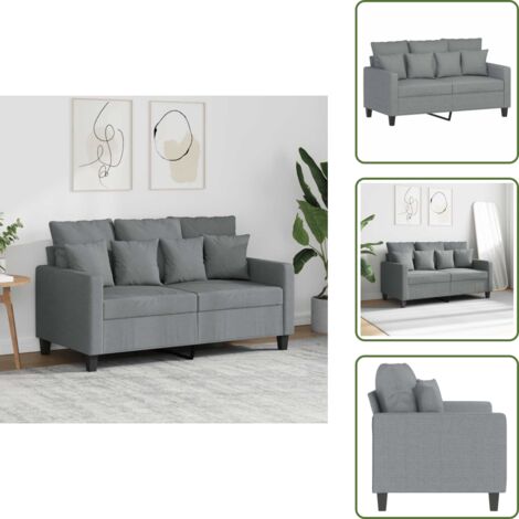Sofá moderno - vidaXL Sofá de 2 plazas de tela gris claro 120 cm - Sofá para sala