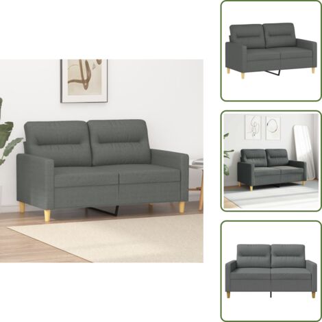 Sofá moderno - vidaXL Sofá de 2 plazas de tela gris oscuro 120 cm - Sofá de metal
