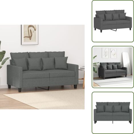 Sofá moderno - vidaXL Sofá de 2 plazas de tela gris oscuro 120 cm - Sofá de metal