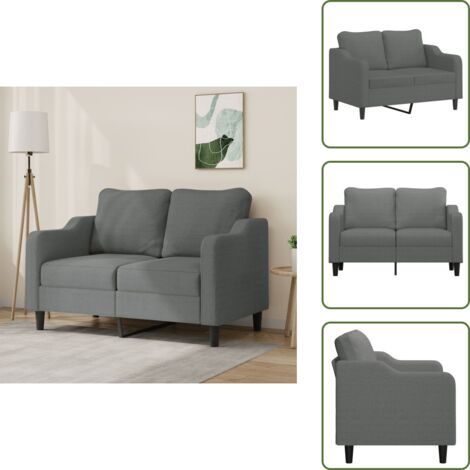 Sofá moderno - vidaXL Sofá de 2 plazas de tela gris oscuro 120 cm - Sofá de metal