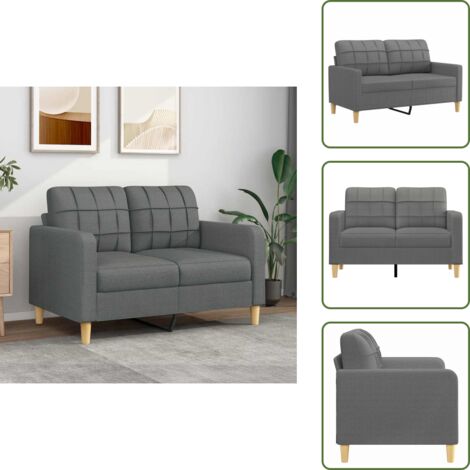 Sofá moderno - vidaXL Sofá de 2 plazas de tela gris oscuro 120 cm - Sofá de metal
