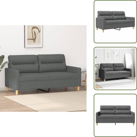 Sofá moderno - vidaXL Sofá de 2 plazas de tela gris oscuro 140 cm - Sofá de metal