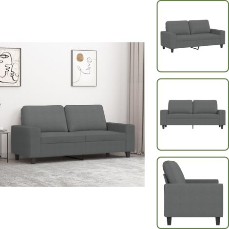 Sofá moderno - vidaXL Sofá de 2 plazas de tela gris oscuro 140 cm - Sofá de metal