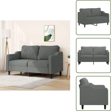 Sofá moderno - vidaXL Sofá de 2 plazas de tela gris oscuro 140 cm - Sofá de metal