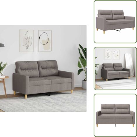 Sofá moderno - vidaXL Sofá de 2 plazas de tela gris taupé 120 cm - Sofá de metal