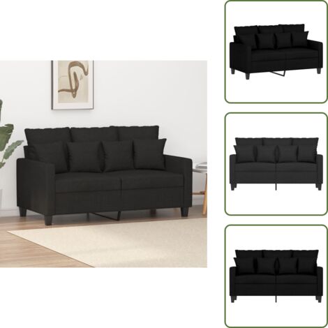 Sofá moderno - vidaXL Sofá de 2 plazas de tela negro 120 cm - Sofá de metal