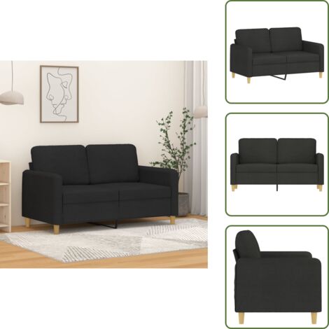 Sofá moderno - vidaXL Sofá de 2 plazas de tela negro 120 cm - Sofá de metal