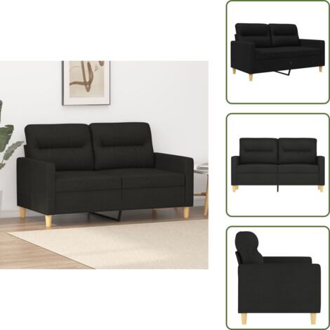 Sofá moderno - vidaXL Sofá de 2 plazas de tela negro 120 cm - Sofá de metal