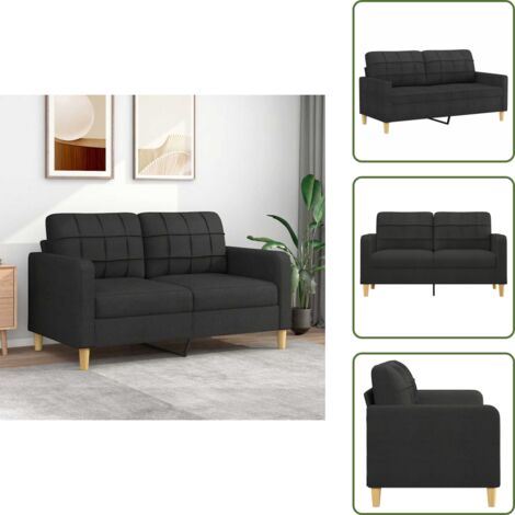 Sofá moderno - vidaXL Sofá de 2 plazas de tela negro 140 cm - Sofá de metal