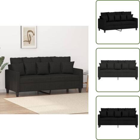 Sofá moderno - vidaXL Sofá de 2 plazas de tela negro 140 cm - Sofá de metal