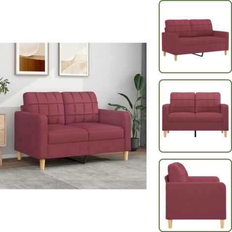 Sofá moderno - vidaXL Sofá de 2 plazas de tela rojo tinto 120 cm - Sofá de metal