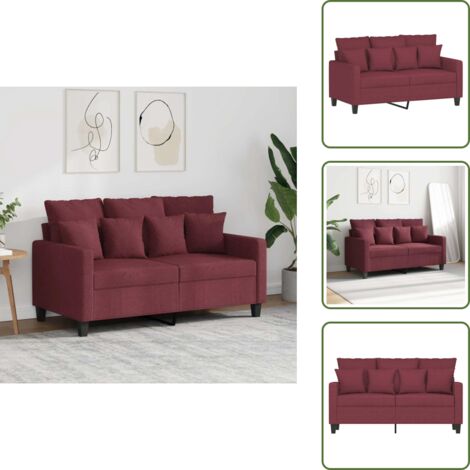 Sofá moderno - vidaXL Sofá de 2 plazas de tela rojo tinto 120 cm - Sofá de metal