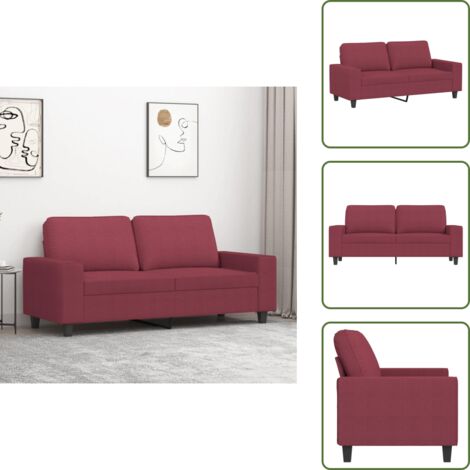 Sofá moderno - vidaXL Sofá de 2 plazas de tela rojo tinto 140 cm - Sofá para sala