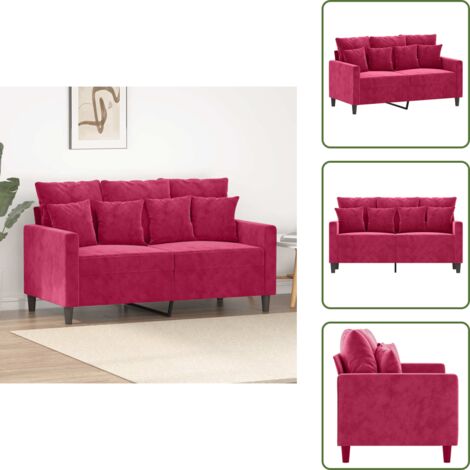 Sofá moderno - vidaXL Sofá de 2 plazas de terciopelo rojo tinto 120 cm - Sofá de sala