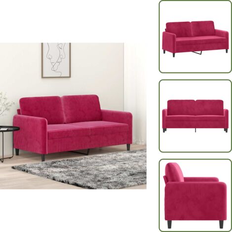 Sofá moderno - vidaXL Sofá de 2 plazas de terciopelo rojo tinto 140 cm - Sofá de sala