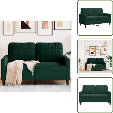 Sofá moderno - vidaXL Sofá de 2 plazas de terciopelo verde oscuro 120 cm - Sofá de sala