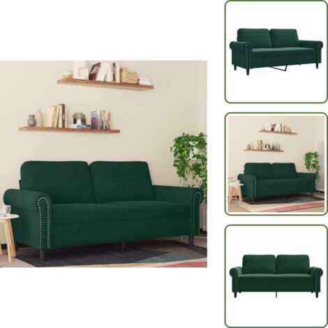 Sofá moderno - vidaXL Sofá de 2 plazas de terciopelo verde oscuro 140 cm - Sofá de sala