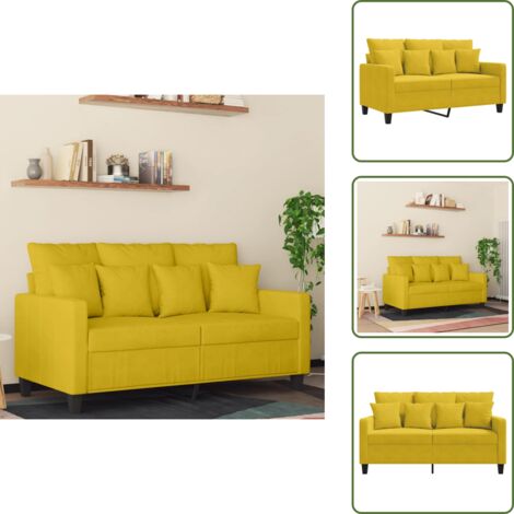 Sofá moderno - vidaXL Sofá de 2 plazas terciopelo amarillo 120 cm - Sofá para relajarse