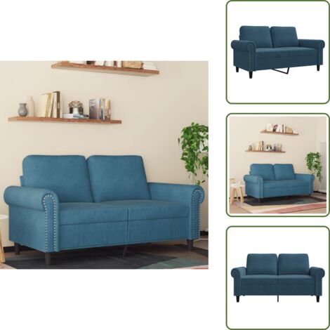 Sofá moderno - vidaXL Sofá de 2 plazas terciopelo azul 120 cm - Sofá para relajarse