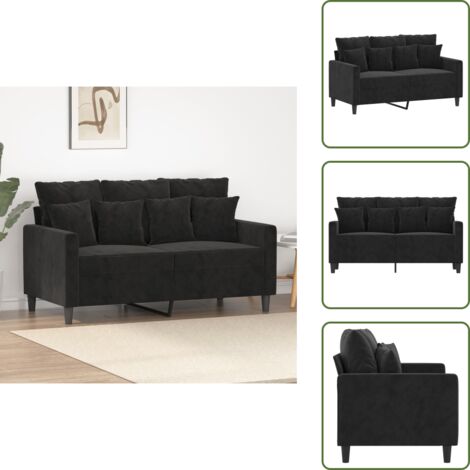 Sofá moderno - vidaXL Sofá de 2 plazas terciopelo negro 120 cm - Sofá de cuero