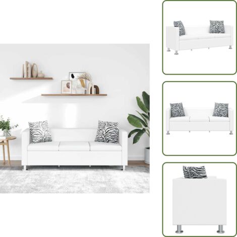 Sofá moderno - vidaXL Sofá de 3 plazas de cuero artificial blanco - Sofá clásico