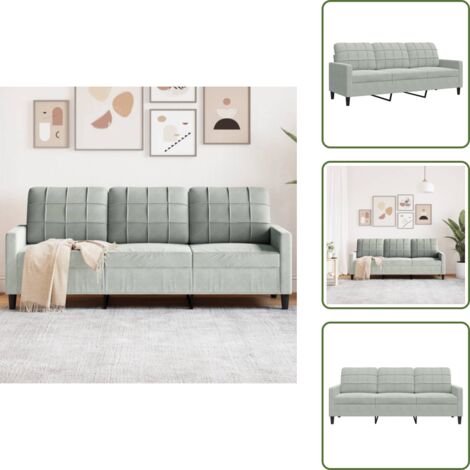 Sofá moderno - vidaXL Sofá de 3 plazas terciopelo gris claro 180 cm - Sofá de sala