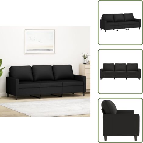 Sofá moderno - vidaXL Sofá de 3 plazas terciopelo negro 180 cm - Sofá de sala