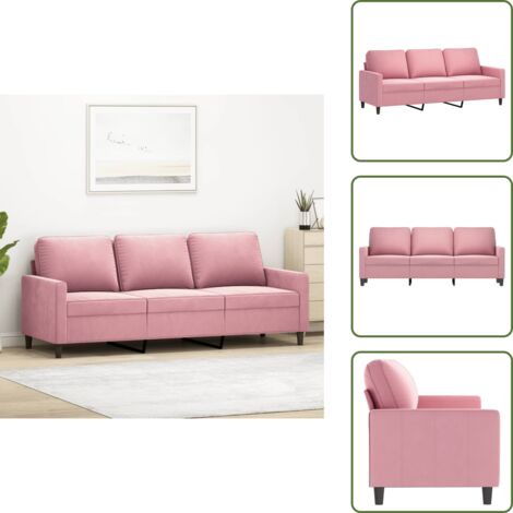 Sofá moderno - vidaXL Sofá de 3 plazas terciopelo rosa 180 cm - Sofá de sala