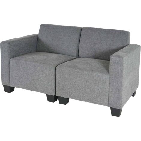 Sofá modular 2 plazas Lyon, tela/textil, gris