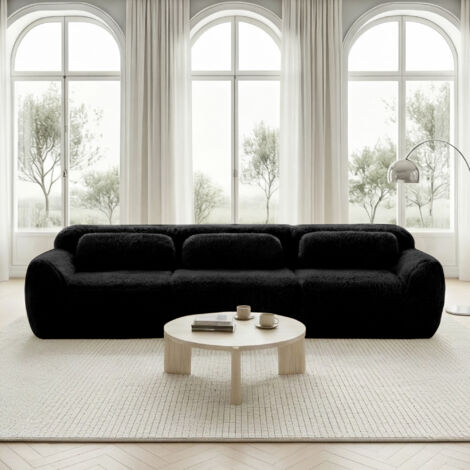 Sofá modular 3 plazas - Confort ergonómico, Espuma con memoria de forma - Sin montaje, Ideal para salones pequeños - Negro