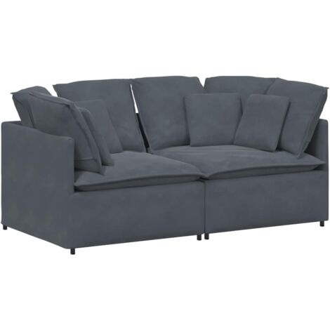 Sofá modular con cojines terciopelo gris oscuro