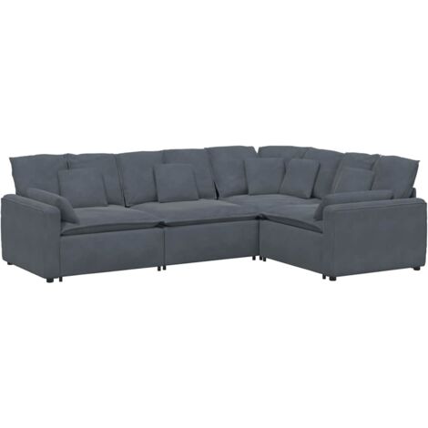 Sofá modular con cojines terciopelo gris oscuro vidaXL